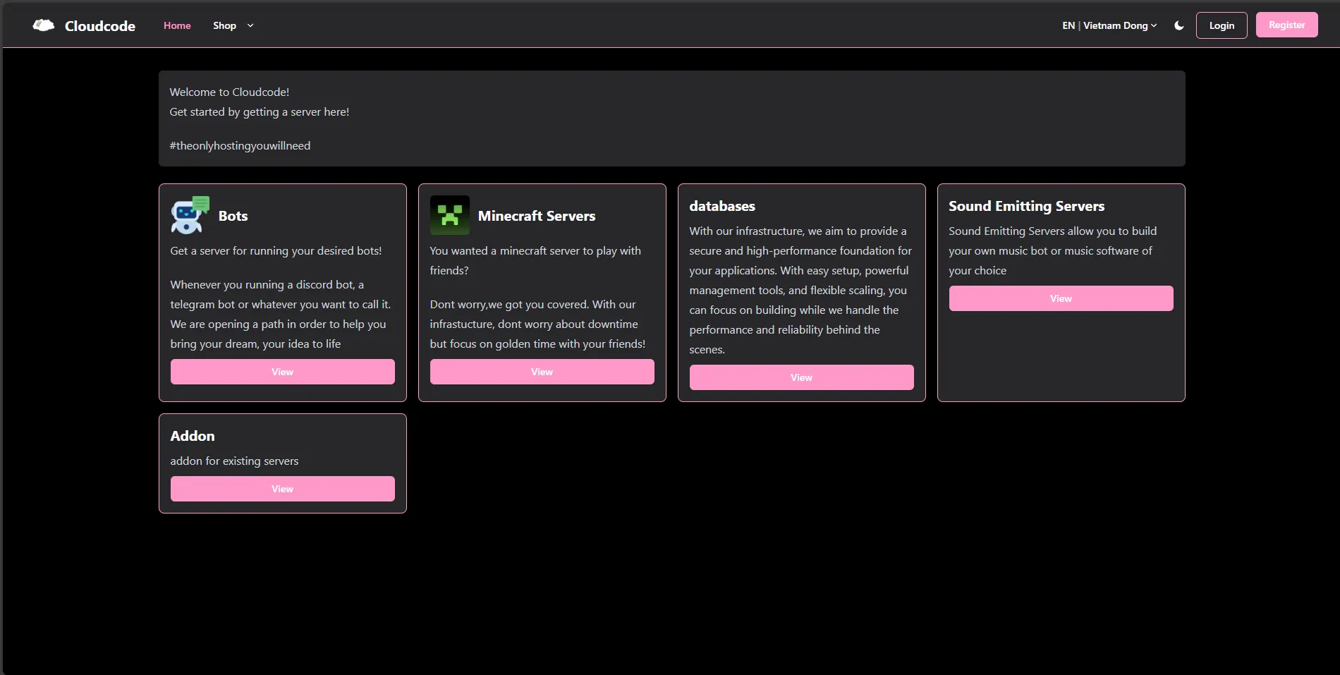 cloudcode billing panel